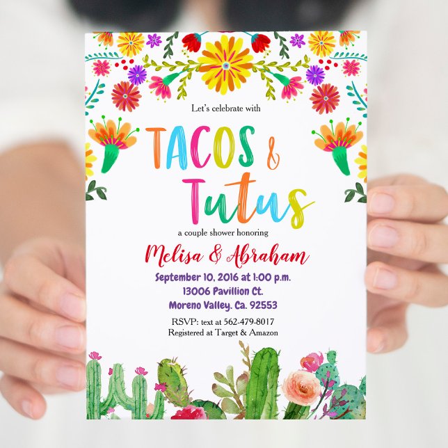 Fiesta Tacos e Tutus - Chá de fraldas Convite (Criador carregado)