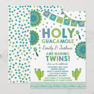 Fiesta Twin Chá de fraldas Convite Santa Guacamole