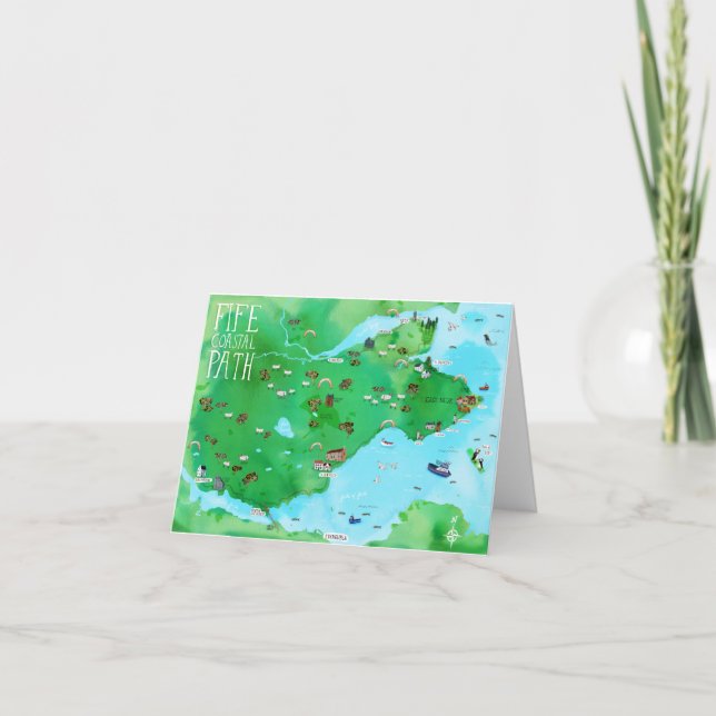 Fife Coastal Path Scotland - Cartão de Mapa Ilustr (Frente)