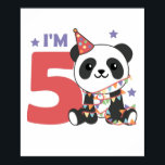 Fifth Birthday Panda For Kids 5 Years Poster<br><div class="desc">A fifth birthday panda for the birthday party. Pandas are cute animals and the favorite animal of many boys and girls. Whether boy or girl for a birthday an animal for five year olds.</div>