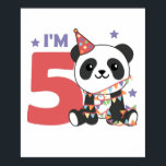 Fifth Birthday Panda For Kids 5 Years Poster<br><div class="desc">A fifth birthday panda for the birthday party. Pandas are cute animals and the favorite animal of many boys and girls. Whether boy or girl for a birthday an animal for five year olds.</div>