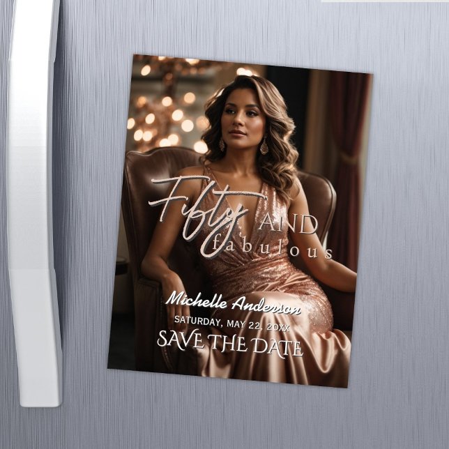 Fifty and Fabulous Magnetic Save the Date (Criador carregado)