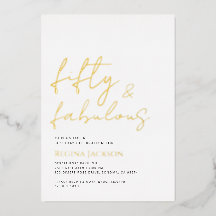 Fifty And Fabulous Script Gold 50th Birthday Party