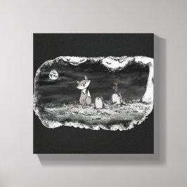 Fig & Blinky Graveyard Stretched Canvas Print