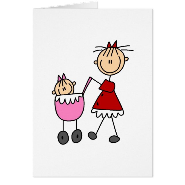 Figura cartão da vara da mamã e do bebê (Frente)
