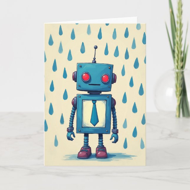 Figura de cartão do Dia dos Pais Robô (Frente)