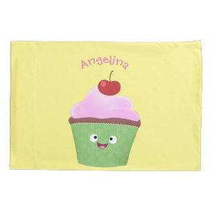 Figura de desenho animado de cupcake feliz