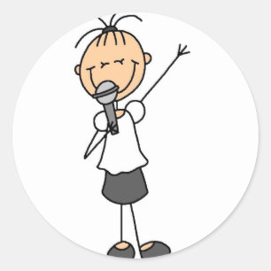 Figura etiqueta da vara do cantor da menina das