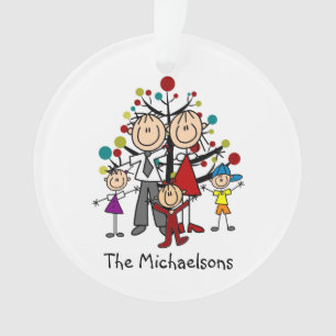 Figura família da vara do ornamento de 5 acrílicos