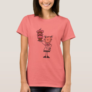 Figura fêmea camiseta e presentes da vara do