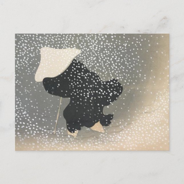 FIGURA JAPONESA NO CARTÃO POSTAL DE NEVE (Frente)