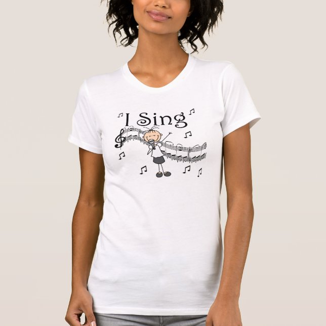 Figura menina da vara eu canto t-shirt e presentes (Frente)