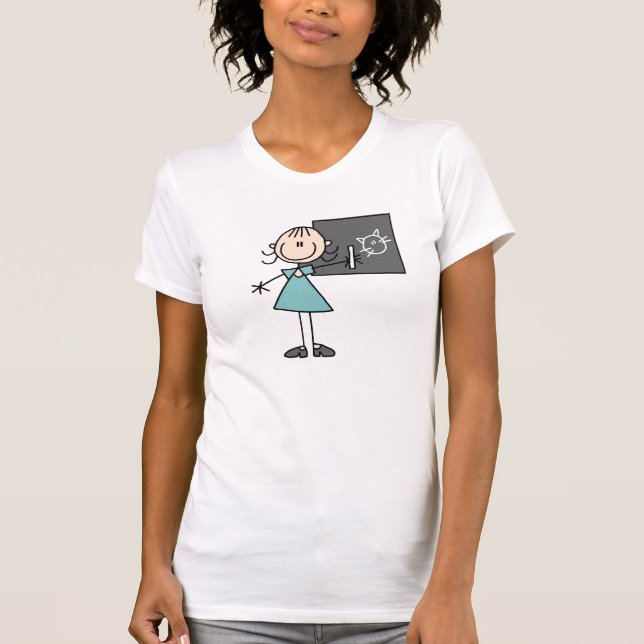 Figura menina da vara no t-shirt do conselho de (Frente)