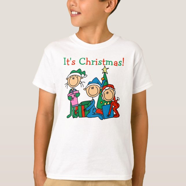 Figura miúdos da vara é t-shirt do Natal (Frente)