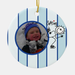 Figura ornamento da vara da foto do patinagem no