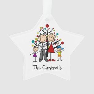 Figura pai da vara, mamã, menina, ornamento do