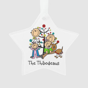 Figura pais da vara, 2 meninas, ornamento do cão