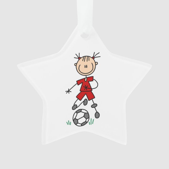 Figura Stick Soccer Vermelho Uniforme Ornamento ac (Frente)