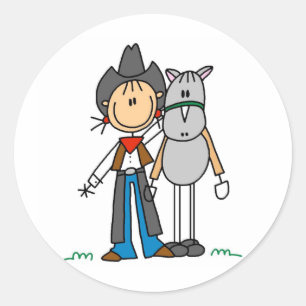 Figura vaqueira da vara com etiquetas do cavalo