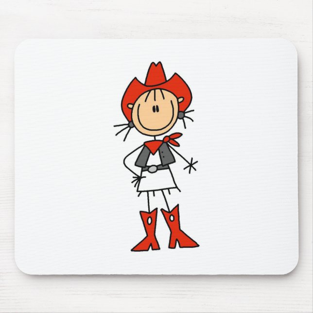 Figura vaqueira Red Hat da vara e botas Mousepad (Frente)
