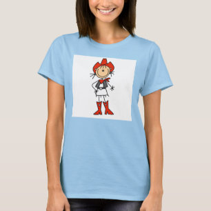 Figura vaqueira Red Hat da vara e t-shirt das