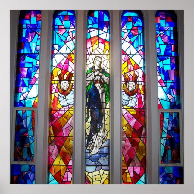 Figuras no Poster da janela de vidro manchado (Frente)