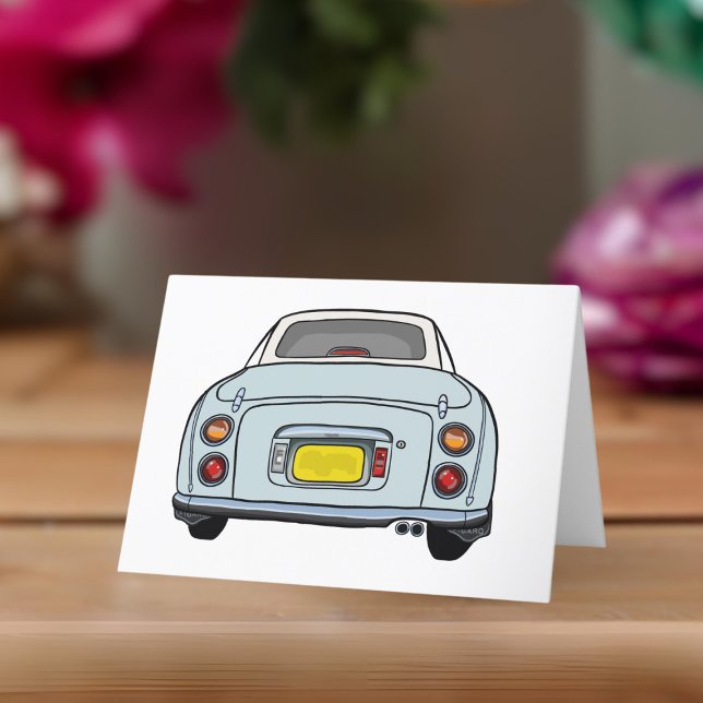 Figuras Pale Aqua Figaro Car - Cartão de Saudação (A cute pale aqua blue figaro car blank greeting card perfect for any occasion)