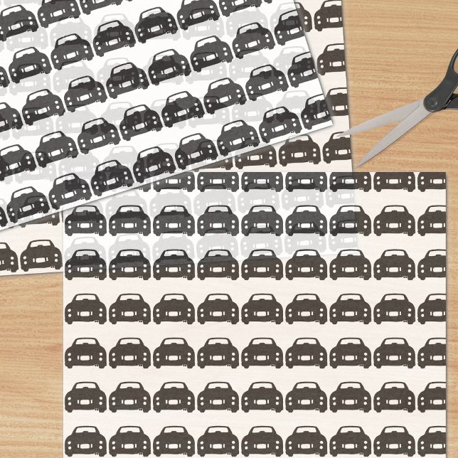 Figuras Papel Tecido de Silhuette de Carro Figaro (Black and White Figaro Car Tissue Paper)