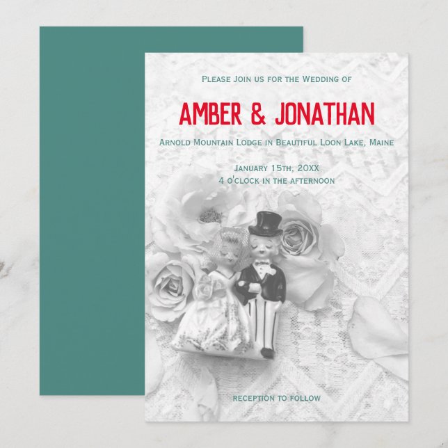 figurinos bonitos e convite de casamento local II (Frente/Verso)