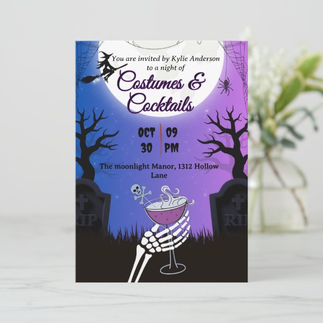 Figurinos e Cocktails Convite para Peça de Hallowe (Em pé/Frente)