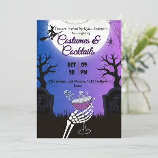 Figurinos e Cocktails Convite para Peça de Hallowe