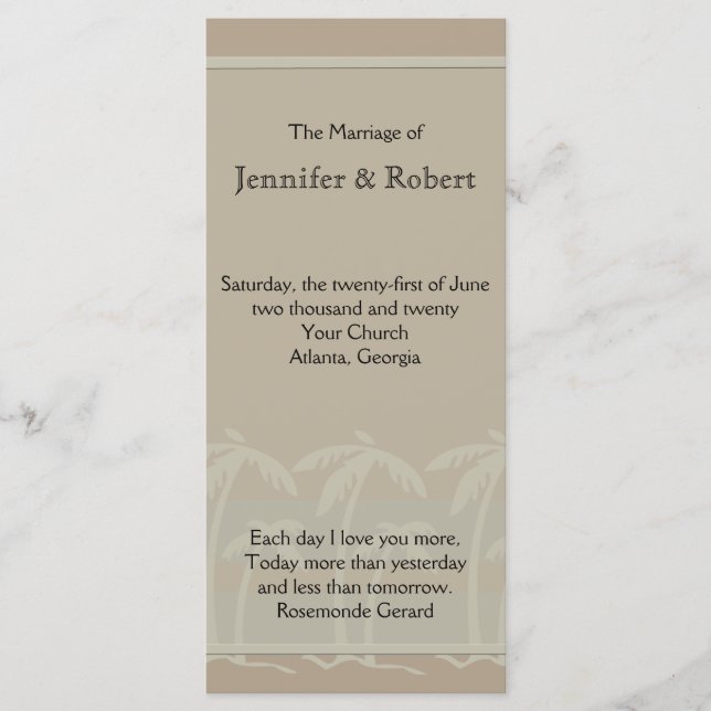 Fiji: Palmeiras tropicais no Programa de Casamento (Frente)