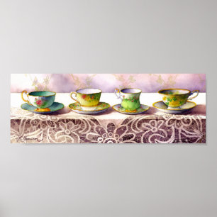 Fileira 0001 do impressão da arte dos Teacups