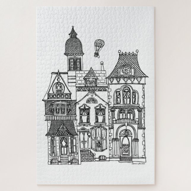 Fileira Vitoriana de Casas Pintam Quebra-cabeça (Vertical)