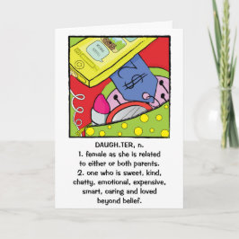 Filha Aniversário Saudação Cartão Humoroso Doce