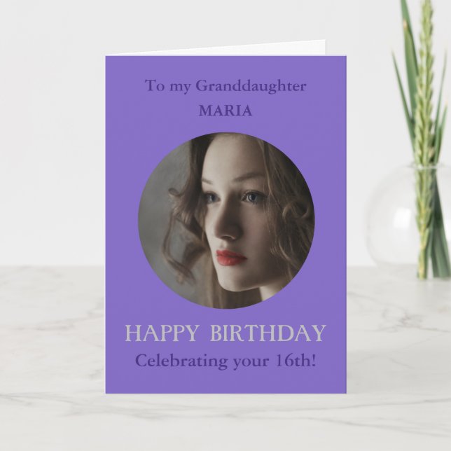 Filha de Cartão de Aniversário de Foto, 16 ou Adic (Frente)