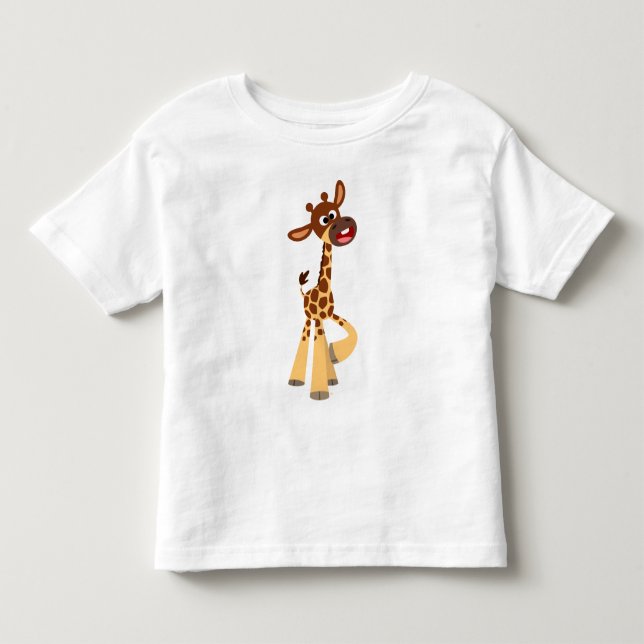 Filheira de Cartoon Bonita Girafa Filheira T-Shirt (Frente)
