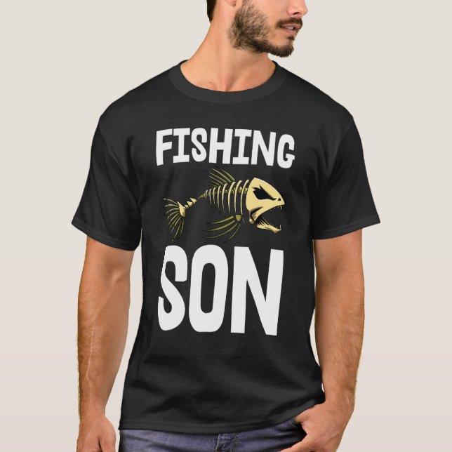 Filho da Pesca Teto Skeleton Peixes Camisetas Ósse (Frente)