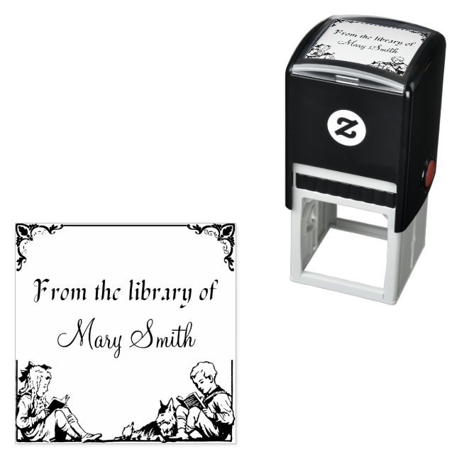 Filhos Lendo Carimbo Personalizado De Borracha (In Situ)