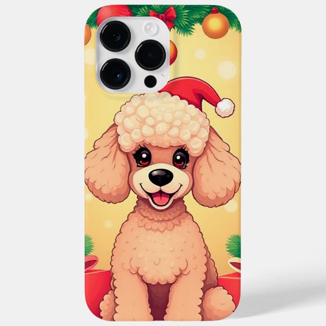 Filhote de Poodle Fofo em Cena de Natal com Presen (Verso)