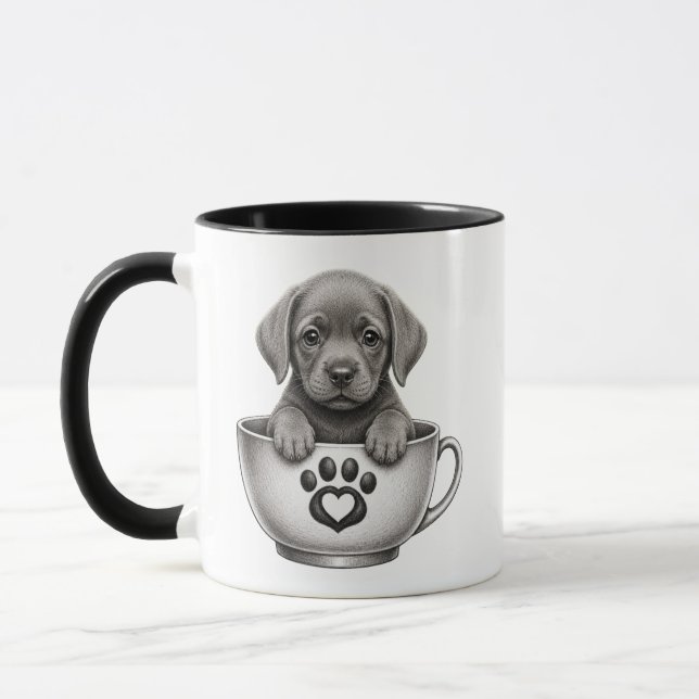 Filhote de Retriever Labrador Prata de Xícara de C (Esquerda)