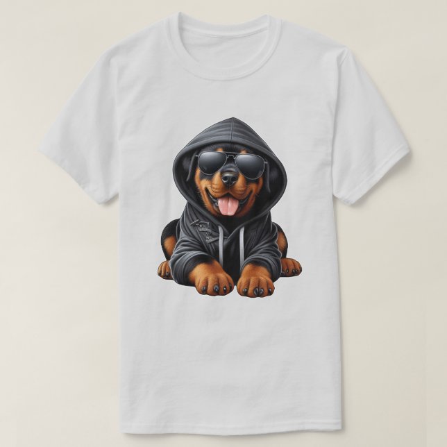 Filhote de Rottweiler com Suéter com Capuz (Frente do Design)