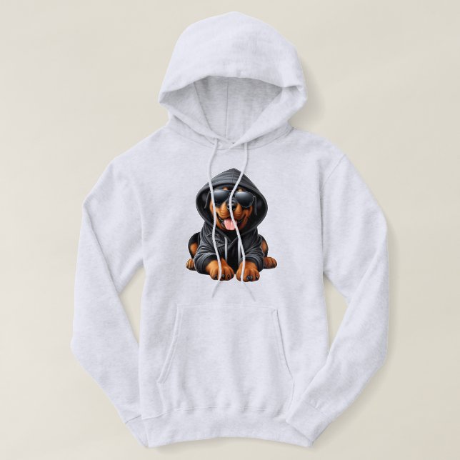 Filhote de Rottweiler com Suéter com Capuz (Frente do Design)