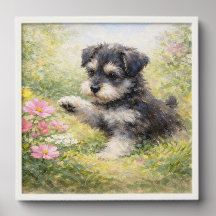 Filhote de Schnauzer Flores da Primavera