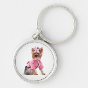 Filhote de Yorkshire Terrier em Porta-Chaves Rosa