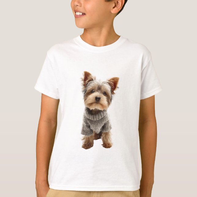 Filhote de Yorkshire Terrier em Suéter de Malha Ci (Frente)