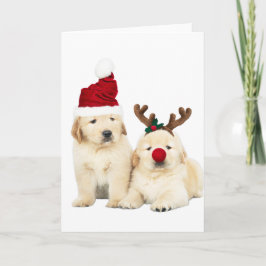 FILHOTES DE LABRADOR AMARELO CARTÃO DE NATAL