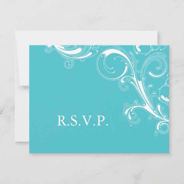 Filigree Swirl Blue Curacao RSVP (Frente)