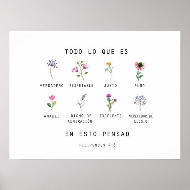 Filipenses 4 : 8 Póster (Frente)