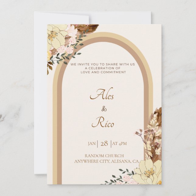 Filipiniana Filipino Casamento Convite Boho (Frente)